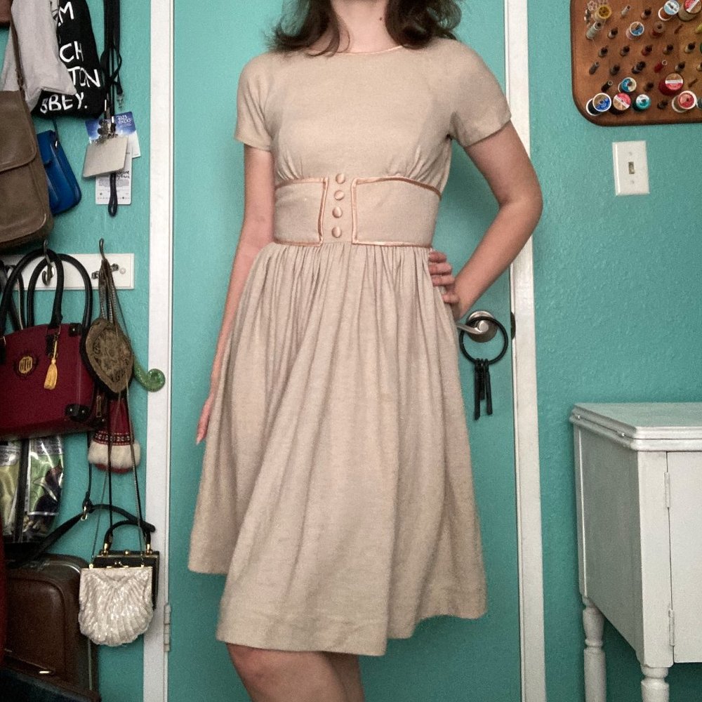 1950s Vintage Sue Brett Junior Wool Dress